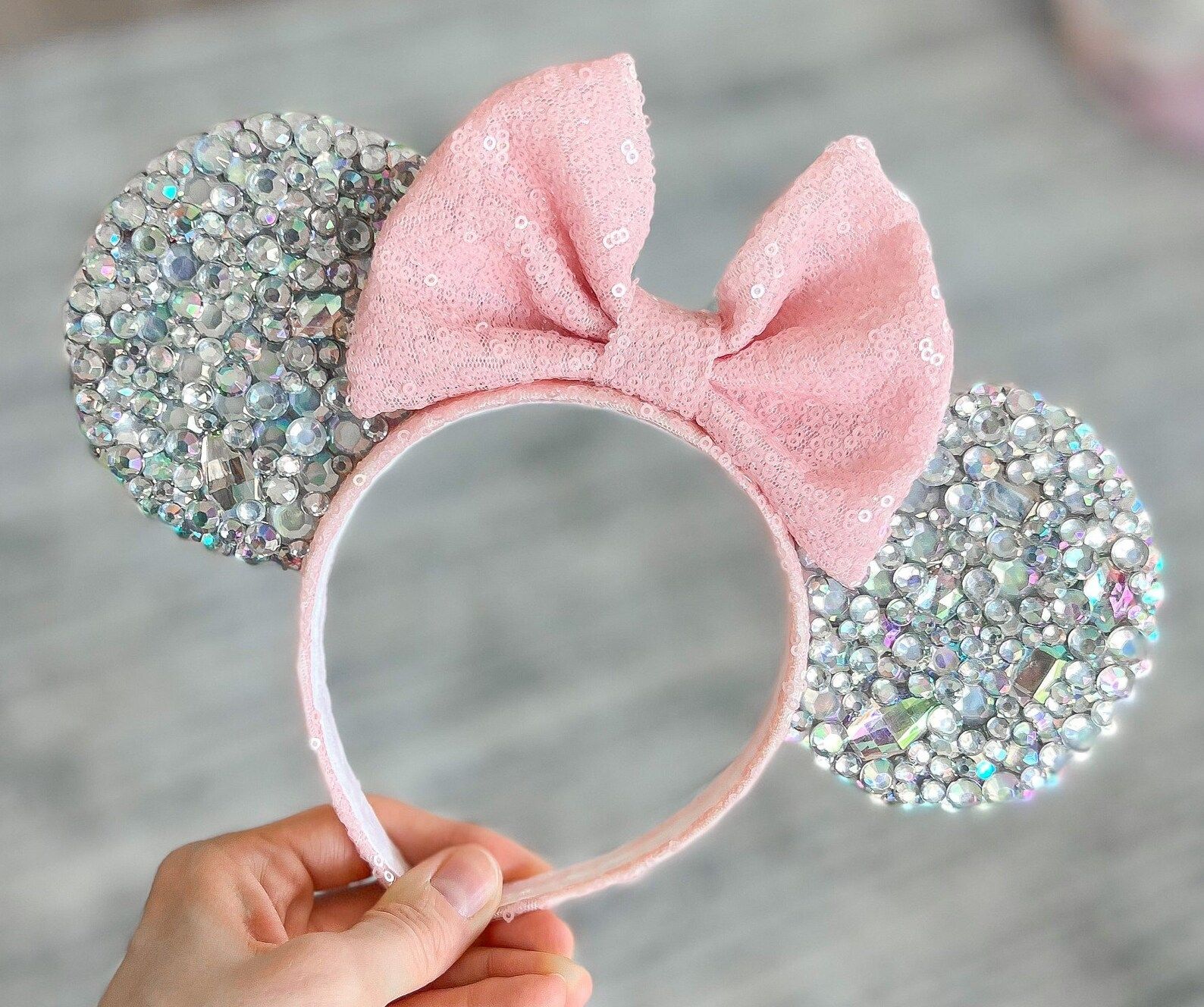 Baby Pink Sequin & Rhinestone Minnie Mouse Ears Headband Mickey Ears Minnie Ears Mickey Mouse Ear... | Etsy (US)