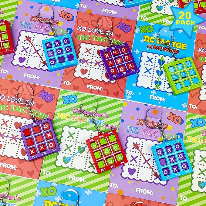 Tic Tac Toe Valentines Day Gifts for Kids Classroom,20 Pack Tic Tac Toe Game Keychains w/ Class E... | Amazon (US)