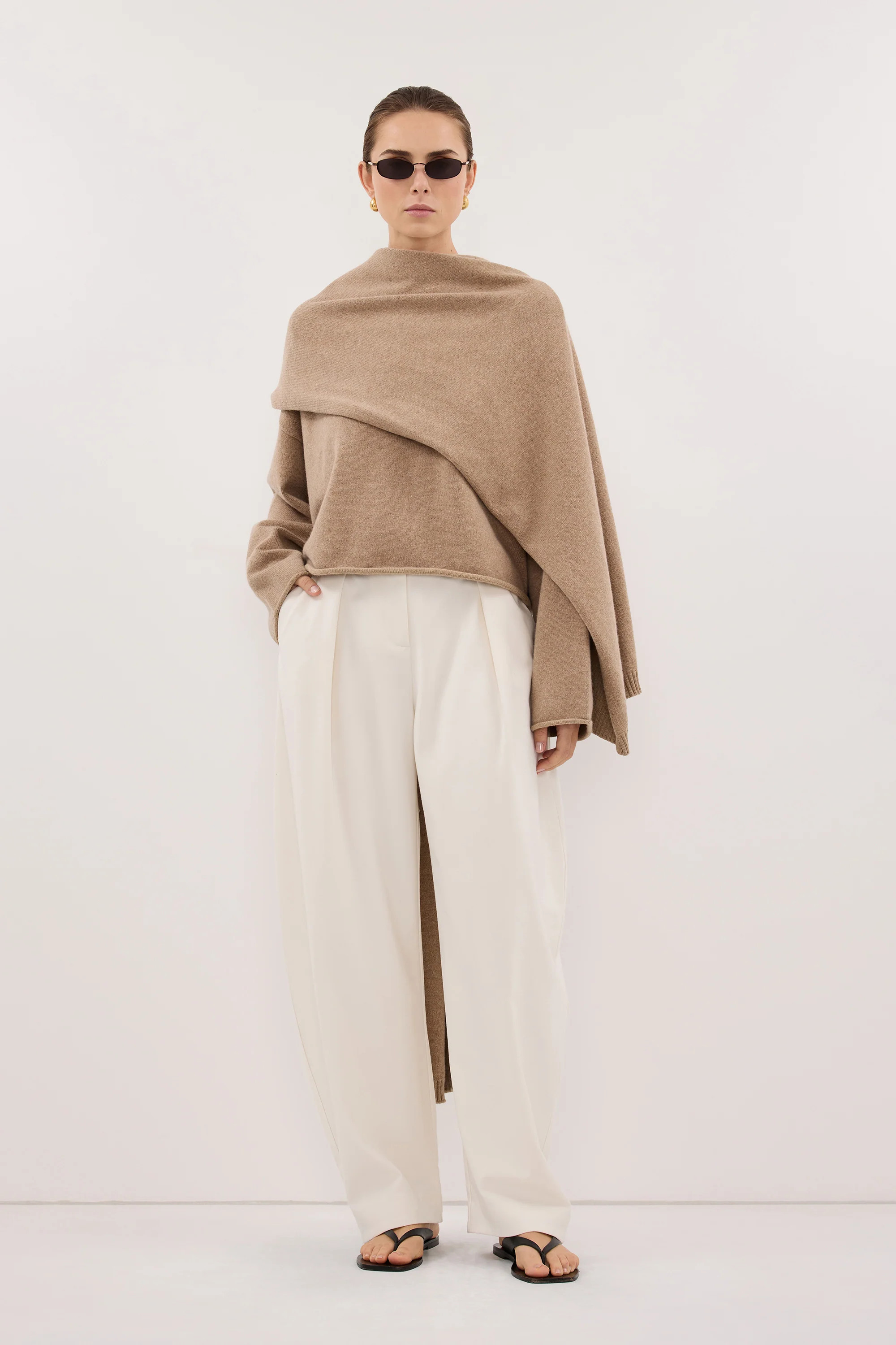 ROMY CREAM BARREL LEG TAILORED PANT | DISSH