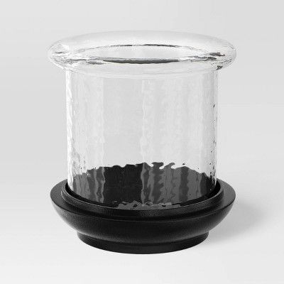 Glass Indoor Outdoor Lantern Candle Holder with Cast Metal Base Black - Threshold™ designed wit... | Target