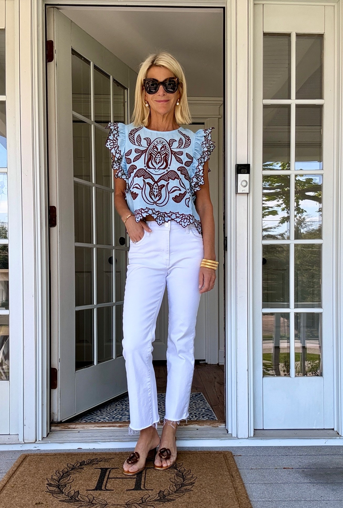 Most fabulous embroidered shirt ever with perfect white cropped flare jeans!

#LTKootd #LTKOver40 #LTKdayinmylife