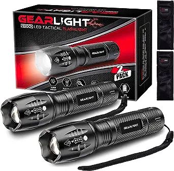 GearLight Flashlight 2pk Bright, Zoomable Tactical Flashlights High Lumens Great Gift for Men, Ch... | Amazon (US)