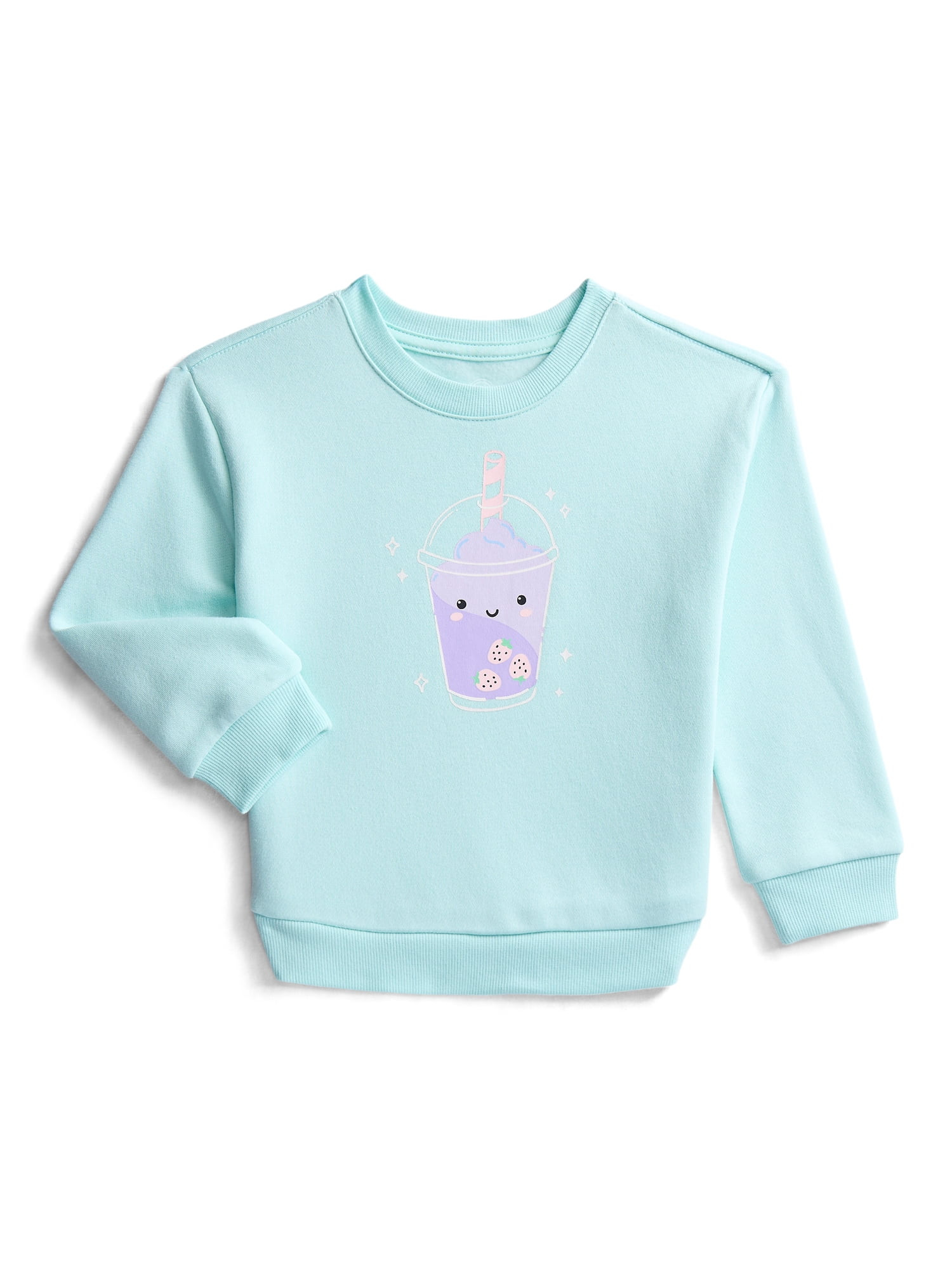 Wonder Nation Toddler Girls Fleece Sweatshirt with Long Sleeves, Sizes 2T-5T | Walmart (US)