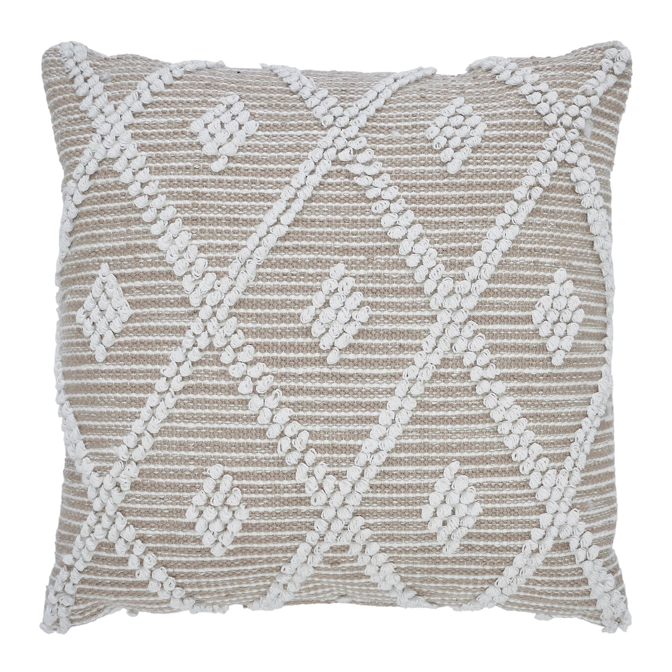 My Texas House Bailey Woven Diamond Square Outdoor Decorative Pillow, Khaki , 20" x 20" - Walmart... | Walmart (US)