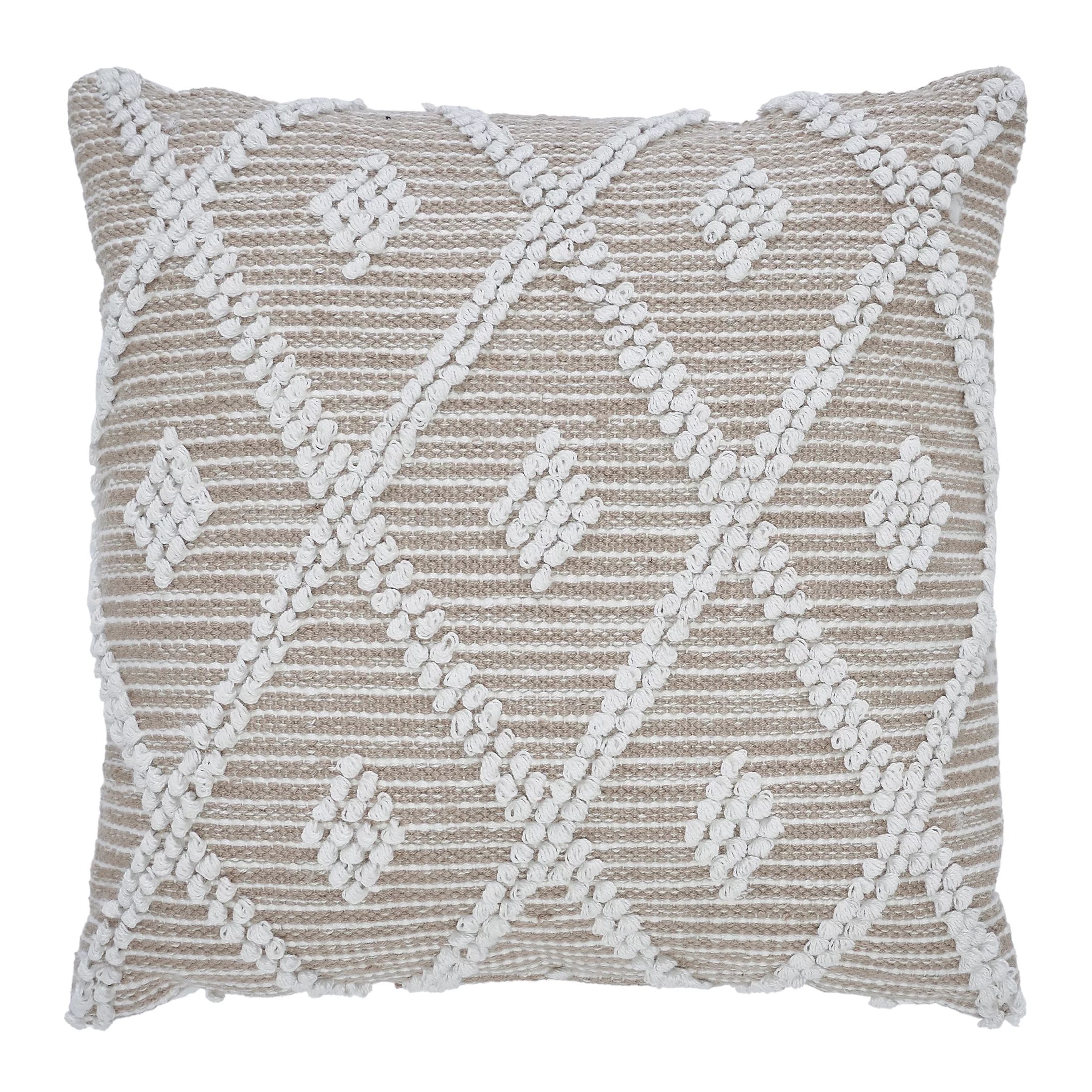 My Texas House Bailey Woven Diamond Square Outdoor Decorative Pillow, Khaki , 20" x 20" | Walmart (US)