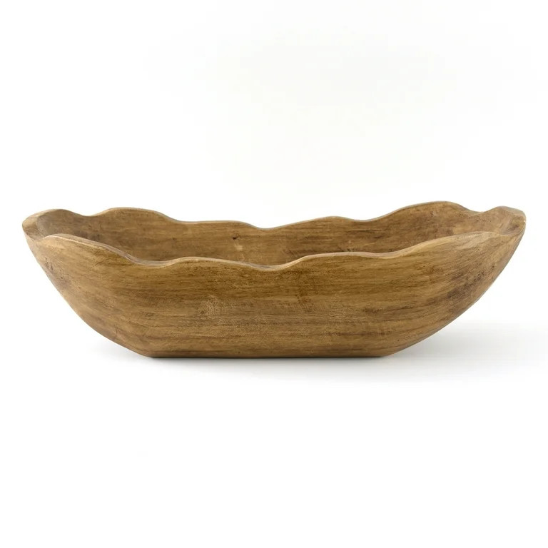 Better Homes & Gardens Indoor Carved Mid-Tone Brown Wood Decorative Dough Bowl | Walmart (US)