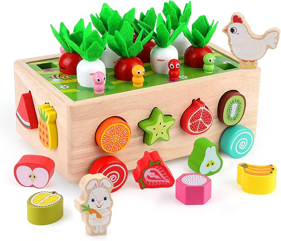 SKYFIELD Montessori Wooden Garden Toy for Baby Boys Girls 1 2 3 Years Old, Fine Motor Skills Deve... | Amazon (US)