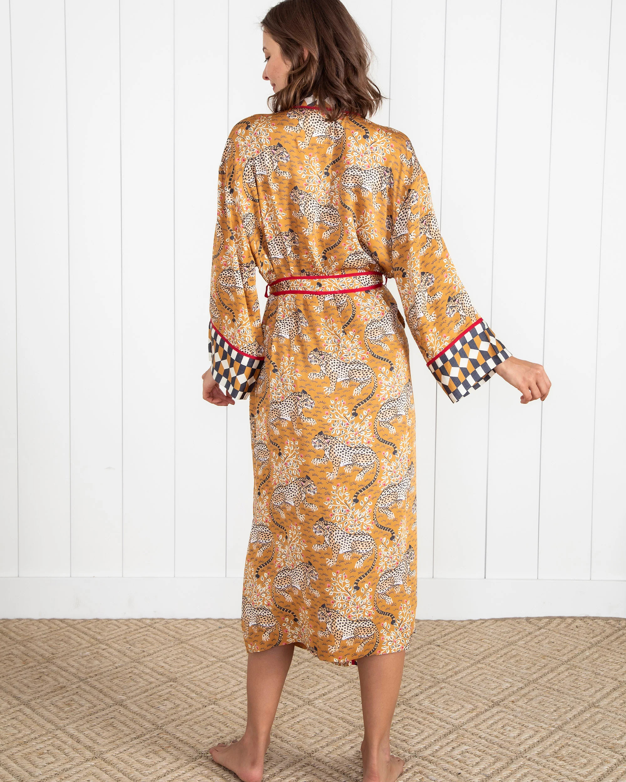 Bagheera - Women's Satin Robe- Tobacco | Printfresh