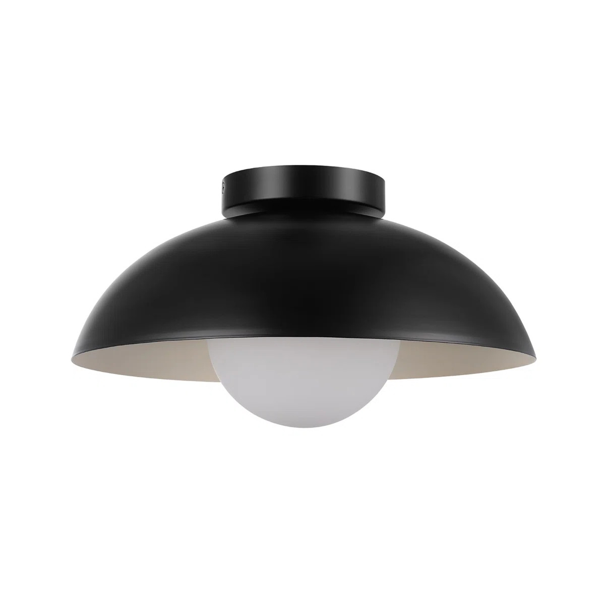 Ebern Designs 1-Light Matte Black Flush Mount Ceiling Light with White Opal Glass Shade & Reviews... | Wayfair North America