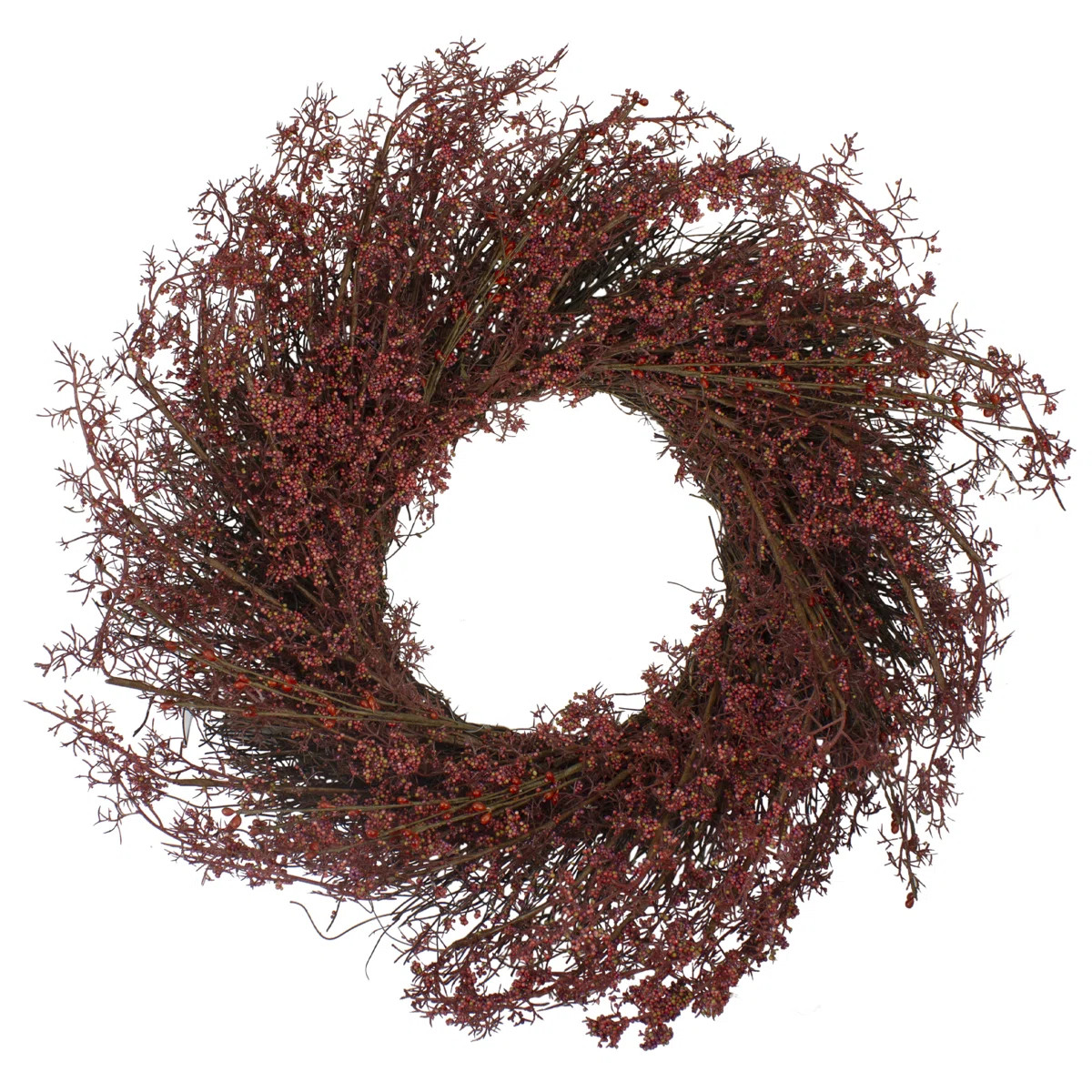 24" Fall Harvest Burgundy Berry Artificial Wreath - Unlit | Wayfair North America