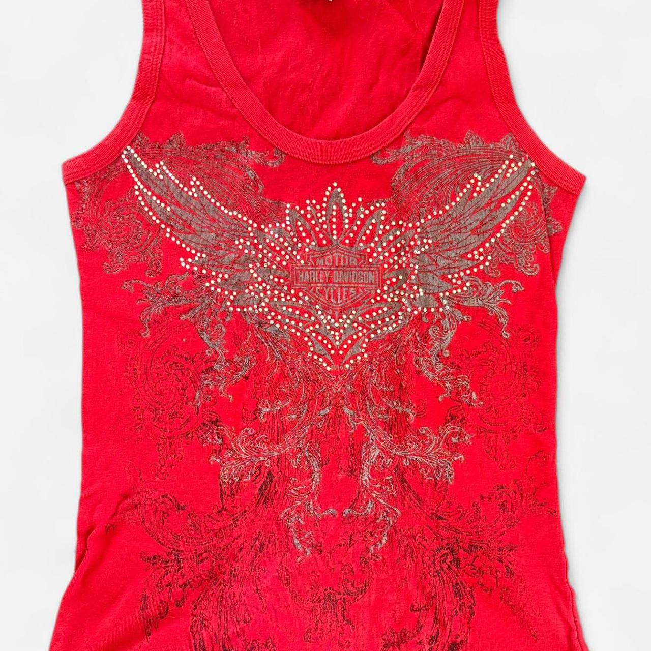Harley Davidson Women's Tank top - Red/Pink - M | Depop US