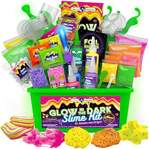 Original Stationery Neon Slime Kit, All in One Glow in The Dark Slime Kit for Girls 10-12 to Make... | Amazon (US)