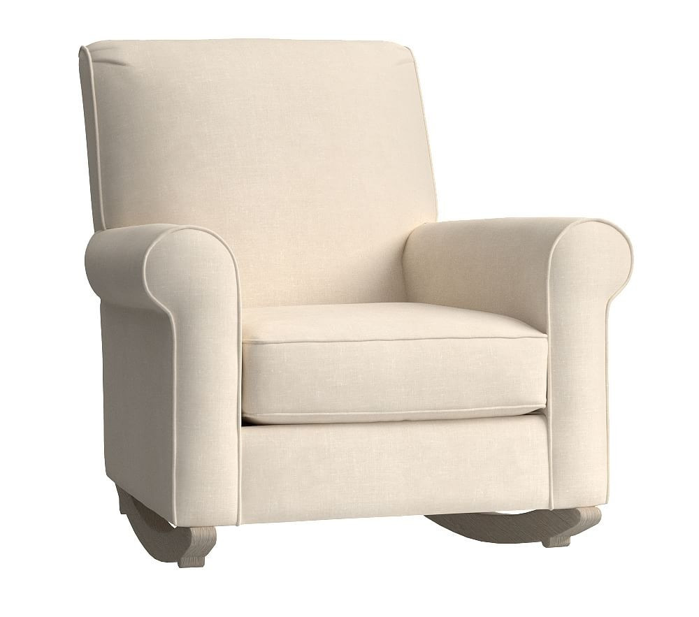 Charleston Convertible Rocker, Belgian Linen Natural, Driftwood | Pottery Barn Kids