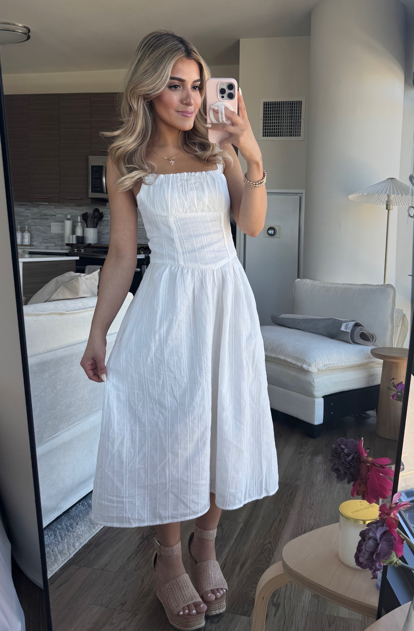 Summer dress 
White dress
Maxi dress
Vacation outfit 
Sandals 
Wedges 

#LTKStyleTip #LTKFindsUnder50 #LTKPetite