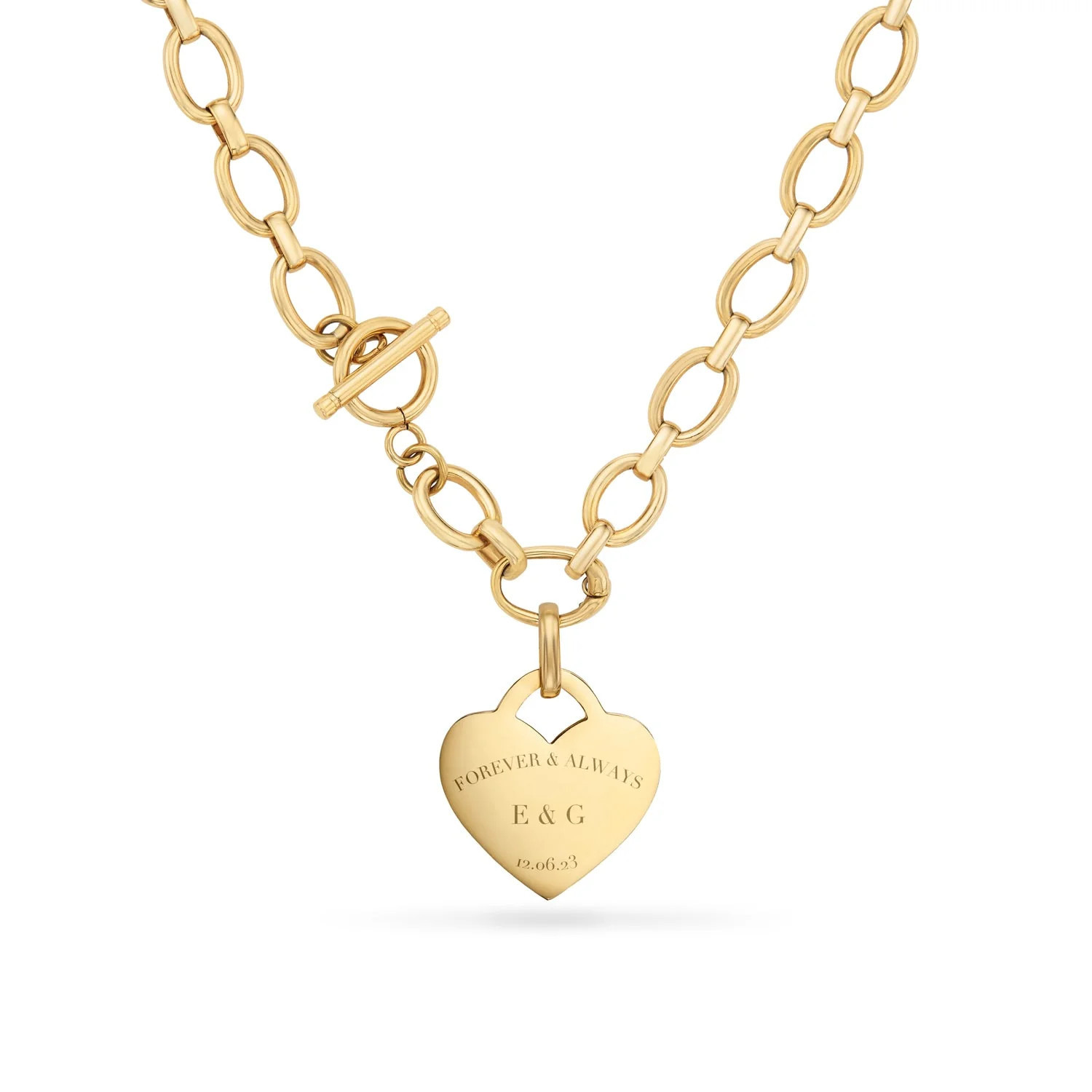 Heart Token Oval Necklace (Gold) | Abbott Lyon