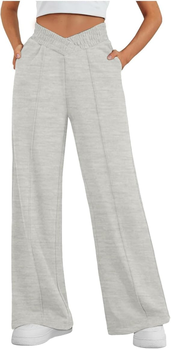 Wide Leg Sweatpants for Women Fashion High Waisted Baggy Flared Pants Loose Fit Athletic Joggers ... | Amazon (US)