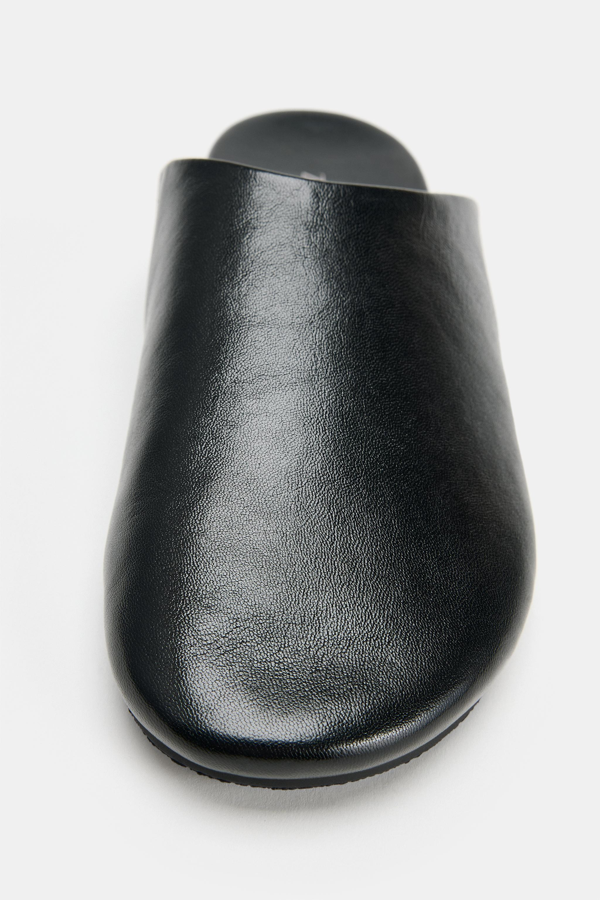 Flache Slingback-Schuhe aus Leder im Mule-Stil. Mit abgerundeter Spitze. Absatzh\u00f6he: 1 cm | Zara DE