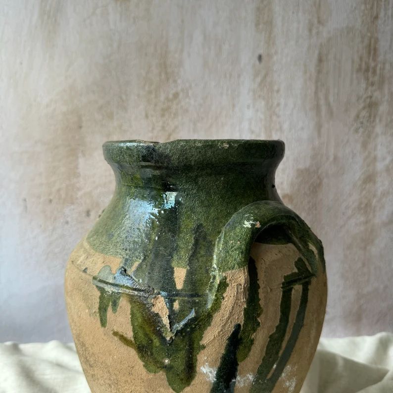 Antique Terracotta Vase, Turkish Olive Jar, Rustic, Glazed Pottery, Vintage Vase, Primitive Jug, ... | Etsy (US)