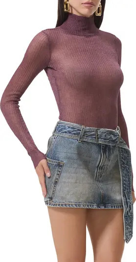 AFRM Bristol Metallic Semisheer Mock Neck Top | Nordstrom | Nordstrom
