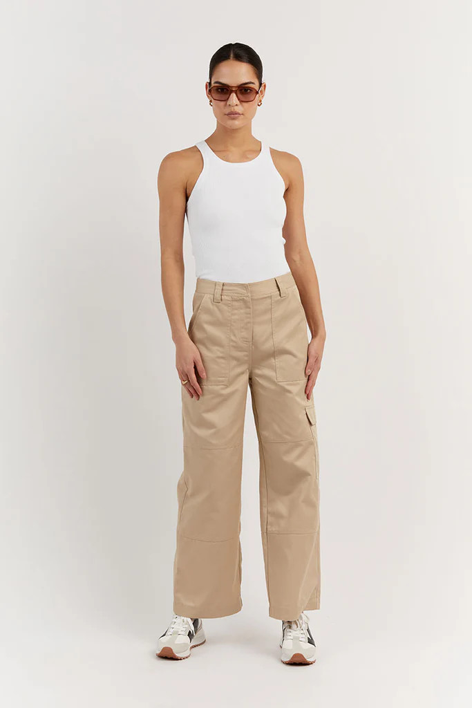 RUBY BEIGE COTTON CARGO PANT | DISSH