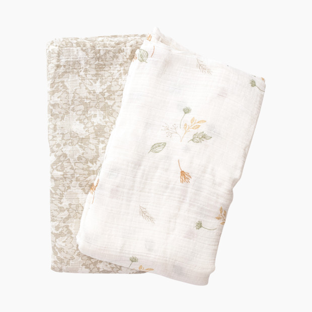 Crane Baby Cotton Muslin Swaddles (2 Pack) in Willow Dainty Leaf | Babylist
