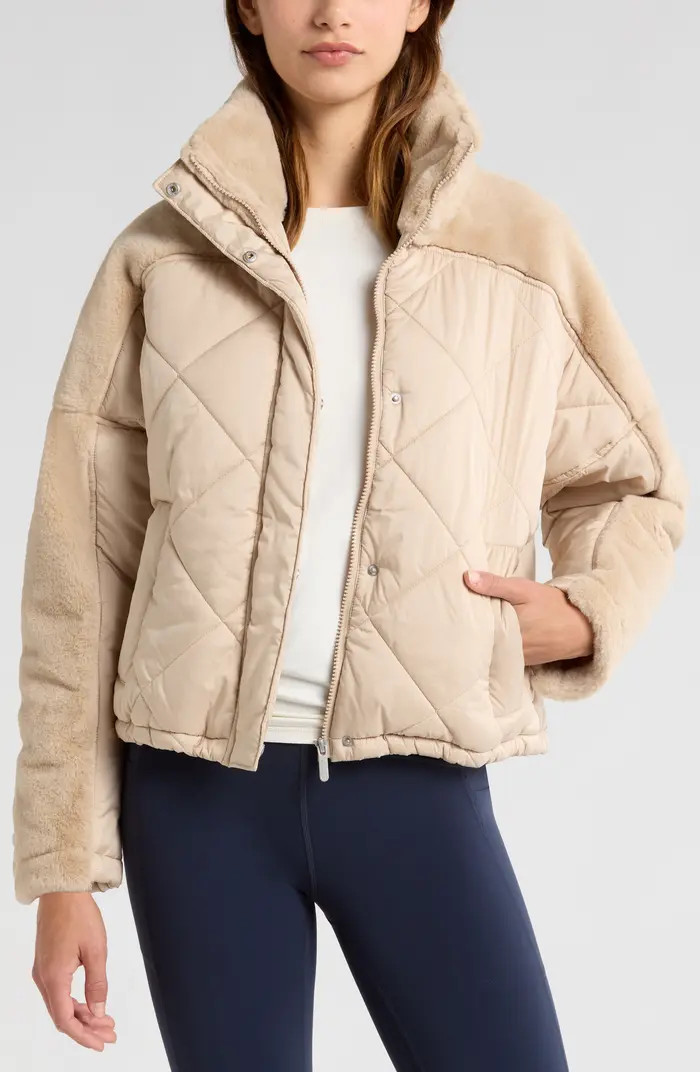 Faux Fur Mixed Media Quilted Jacket | Nordstrom