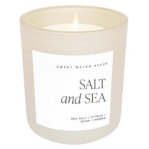 Sweet Water Decor Salt and Sea Soy Candle - Sea Salt, Citrus, Musk, and Amber Scented Candles for... | Amazon (US)