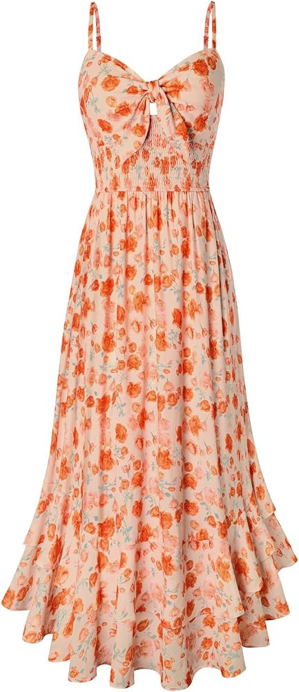 GRACE KARIN Womens Maxi Floral Sundresses Summer Beach Boho Dress Spaghetti Strap Dresses Casual ... | Amazon (US)