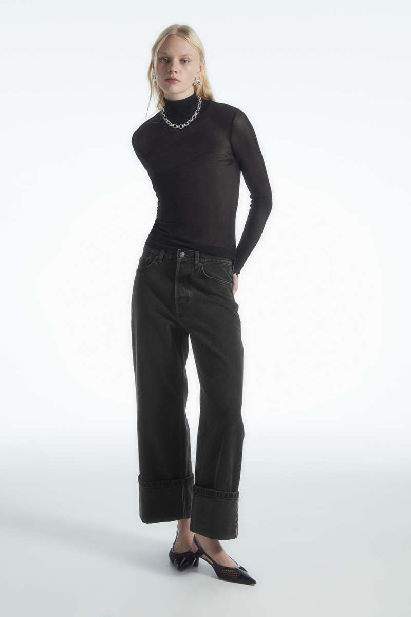 FACADE TURN-UP JEANS - STRAIGHT - WASHED BLACK - Jeans - COS | COS (US)