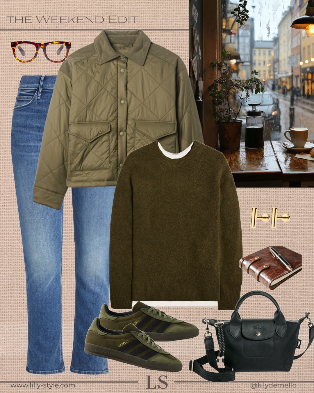 In love with shades of green for autumn (in general obsessed with this color).  This is the perfect laid back but chic weekend outfit.  
Love the color of the adidas sneakers - so so good.  

#LTKShoeCrush #LTKStyleTip #LTKOver40
