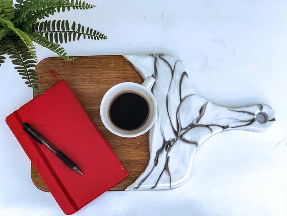 Black and White Marbled Charcuterie Board | Acacia | Wooden Cheese Board with Handle | Epoxy| Res... | Etsy (US)