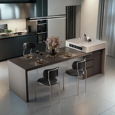 Modern Sintered stone Kitchen Island with Extendable Table | Wayfair North America