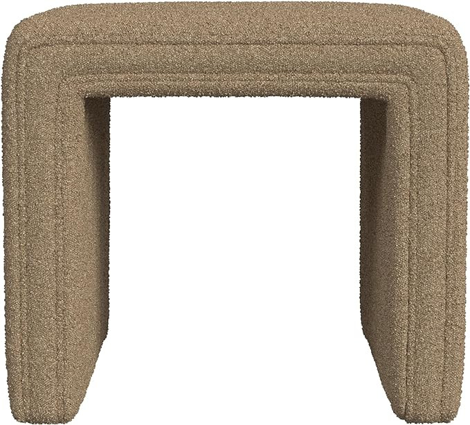 HomePop Modern Channel Tufted Ottoman Home Décor|Ottoman for Living Room & Bedroom - Brown Boucl... | Amazon (US)