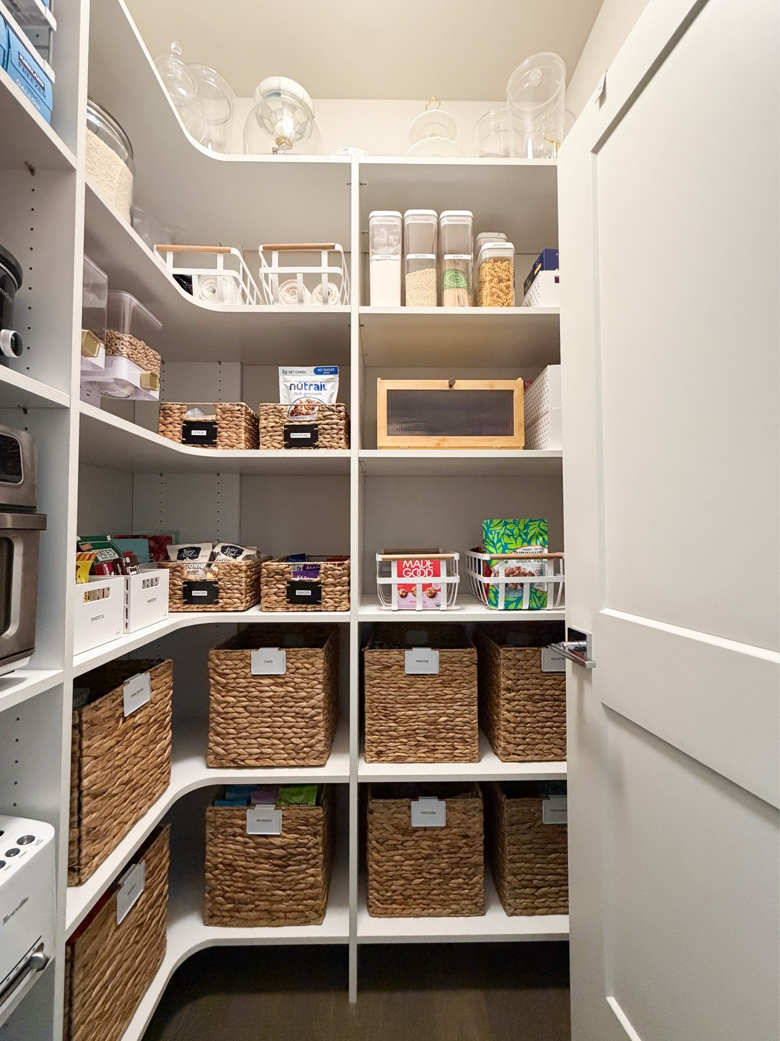 Finally organized my pantry! Here are all of the kitchen organizers I used!

Baskets, fruit basket, Bamboo bread box, foil and plastic wrap organizer, rice storage container, canister jar set, storage basket, food dispenser, over the door pantry organizer

#LTKhome #LTKsummer