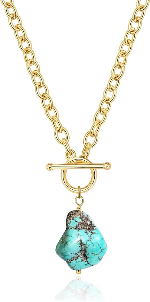 Aobei Pearl 18K Gold Moon Star Lion Evil Eye Pendant Necklace Medallion Paperclip Chian Choker La... | Amazon (US)