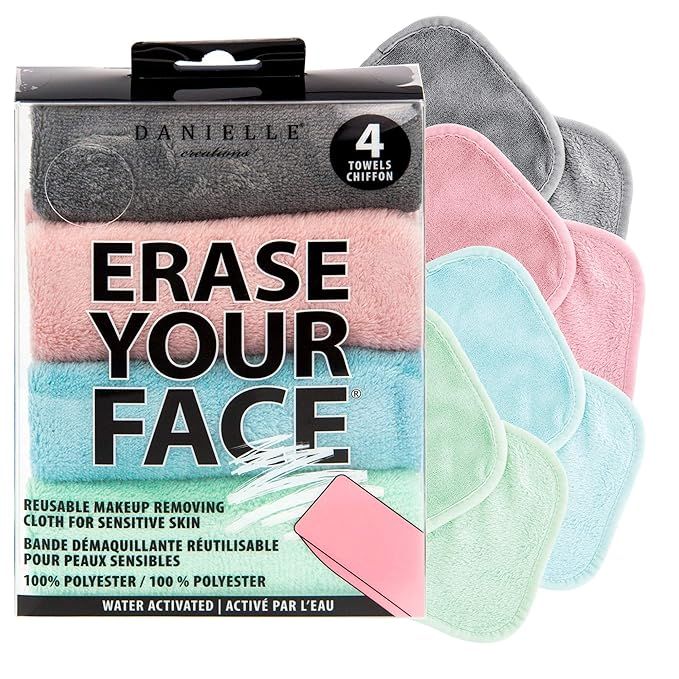 ERASE YOUR FACE Make-up Removing Cloths, By Danielle Enterprises, Pastel, 4 Count | Amazon (US)