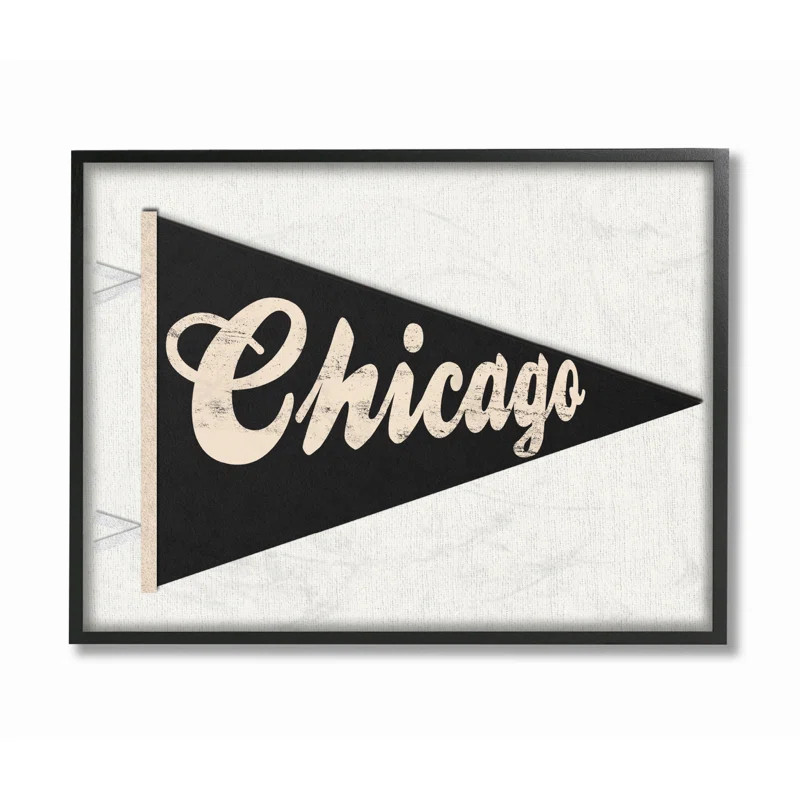 " Chicago Pennant Black " by Daphne Polselli Print on | Wayfair North America