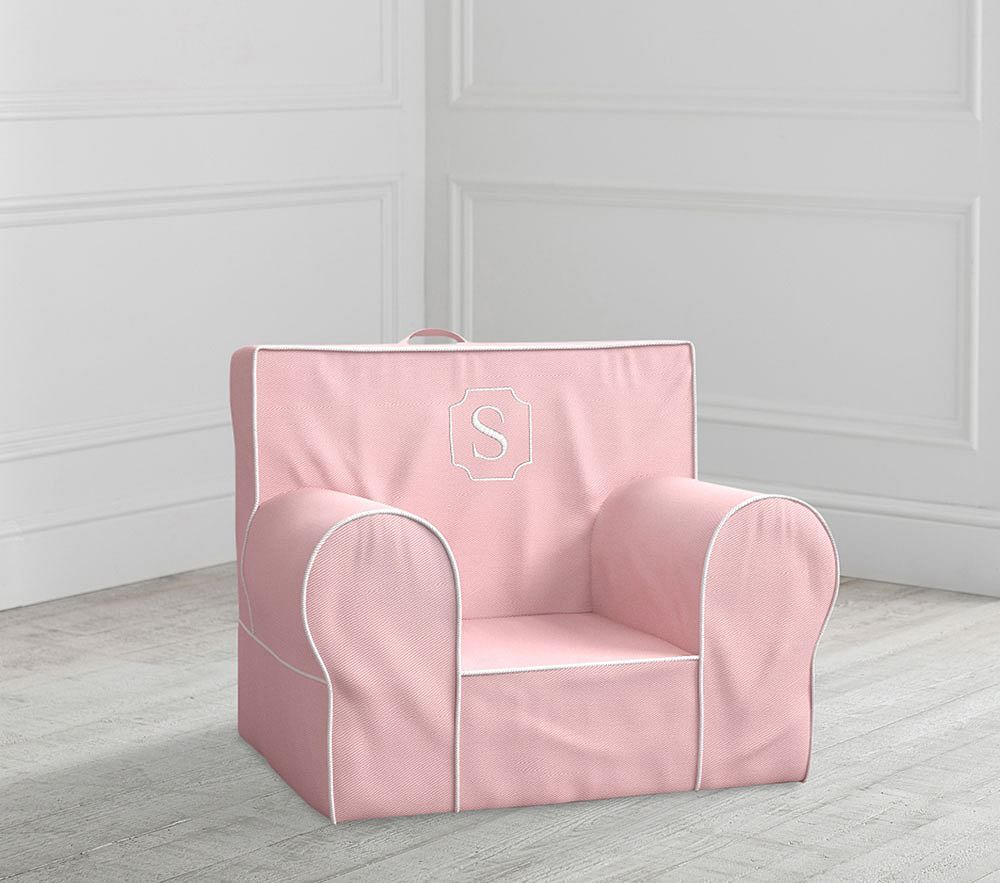 My First Pink Twill with White Piping Anywhere Chair(R) | Pottery Barn Kids