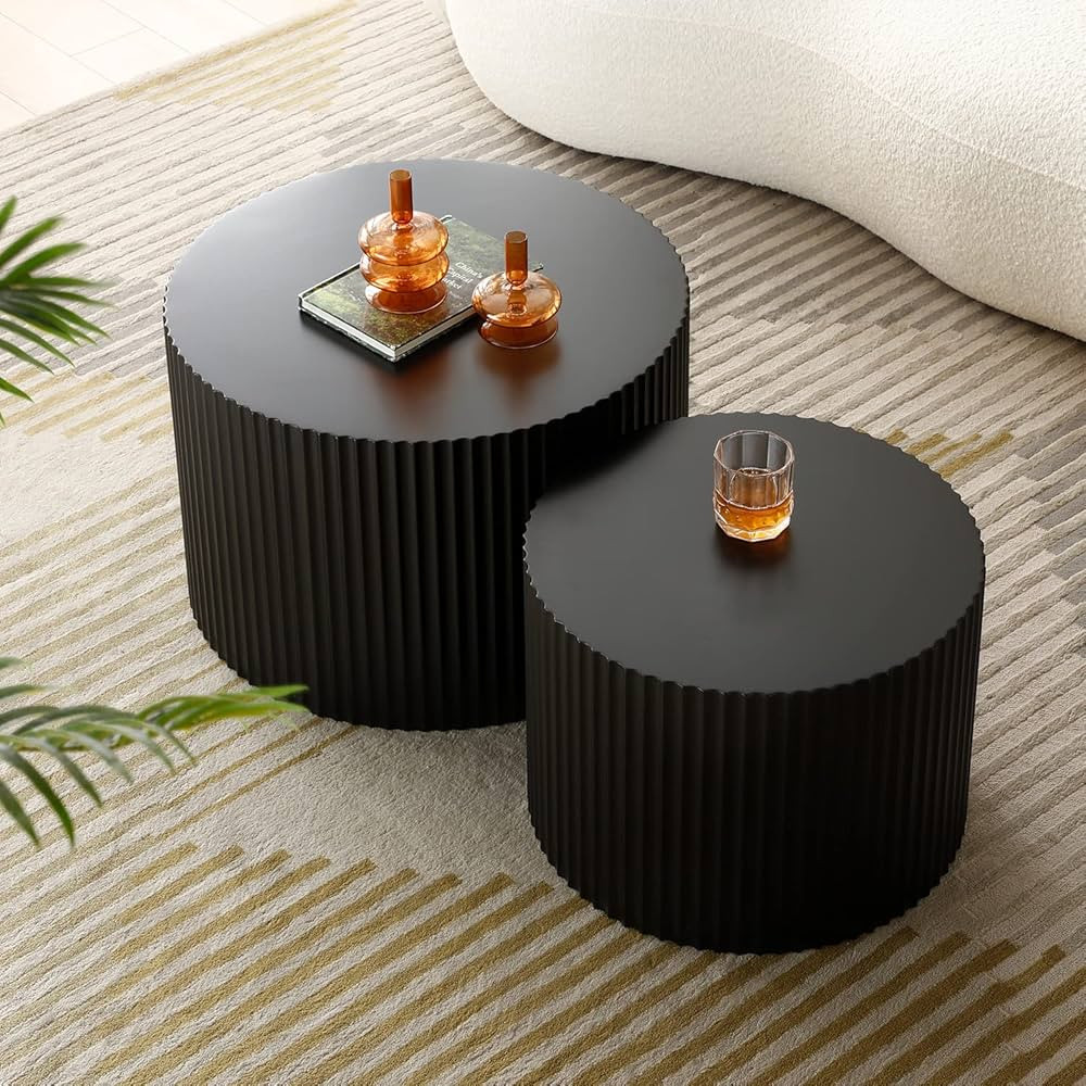kevinplus Black Round Nesting Coffee Table Side Table End Table Set of 2 for Living Room, Modern ... | Amazon (CA)