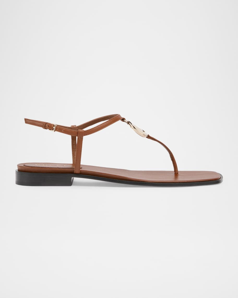 GG Marmont Leather Thong Sandals | Neiman Marcus