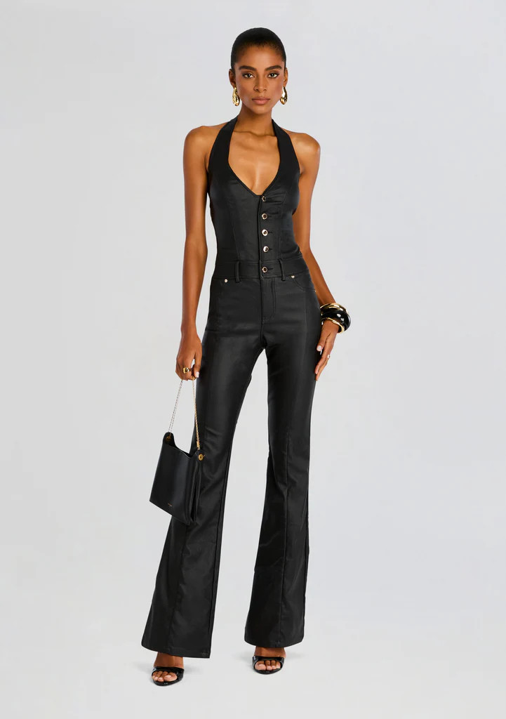 Cynthia Coated Denim Jumpsuit | Retrofete
