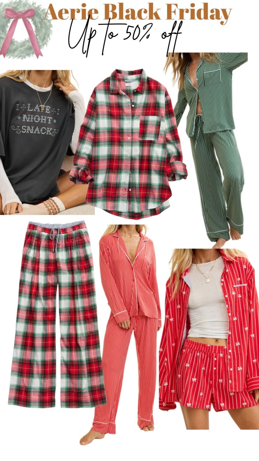 Up to 50% off aerie deals. Classy PJs. Christmas PJs. Flannel style.

#LTKCyberWeek #LTKHoliday #LTKGiftGuide