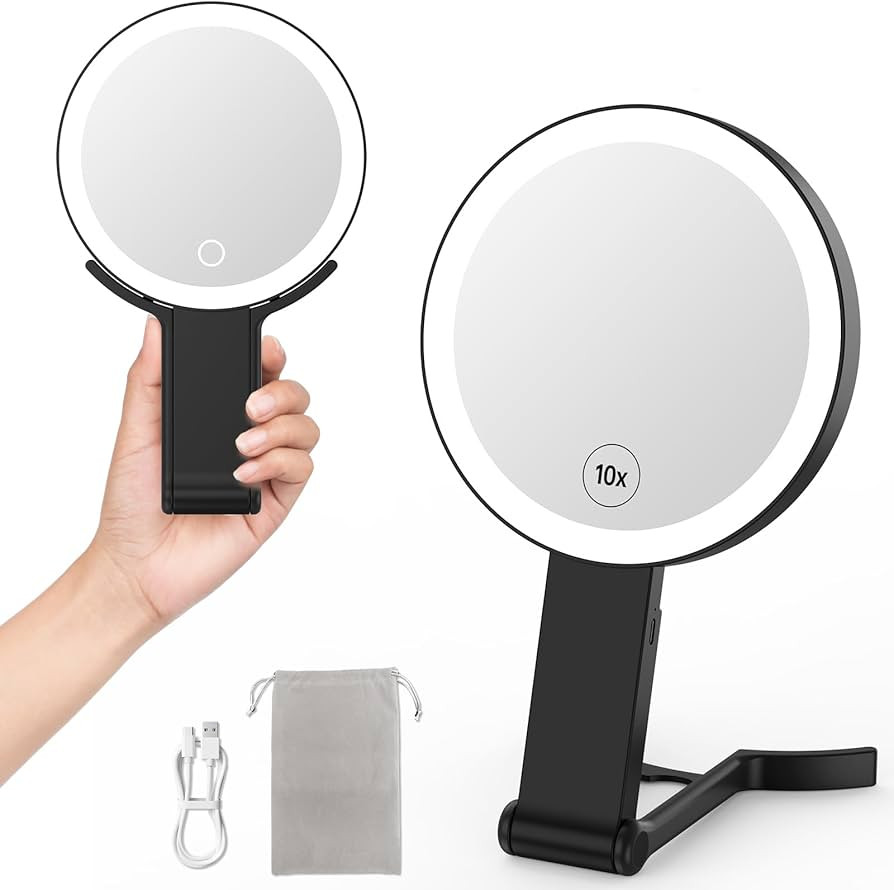 Travel Makeup Mirror with Light, Double Sided 10X /1X Magnifying Mirror with Light, Rechargeable ... | Amazon (US)