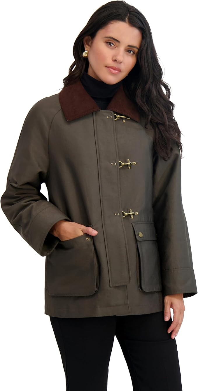 TAHARI womens Cotton Blend Barn Jacket With Snap Closure, Fully Lined, Cargo Pockets, Fully Lined | Amazon (US)