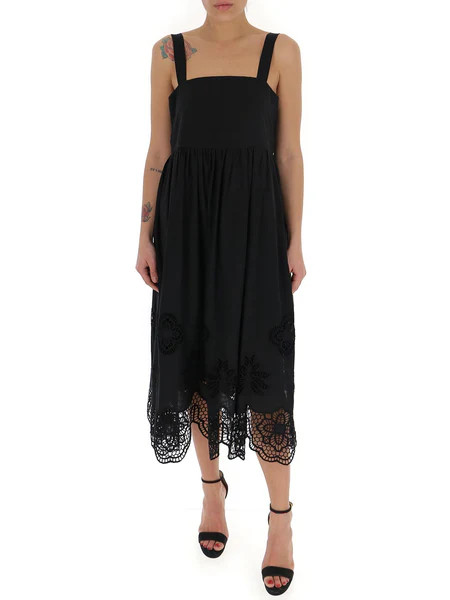 See By Chloé Floral Scallop Midi Dress | Cettire Global