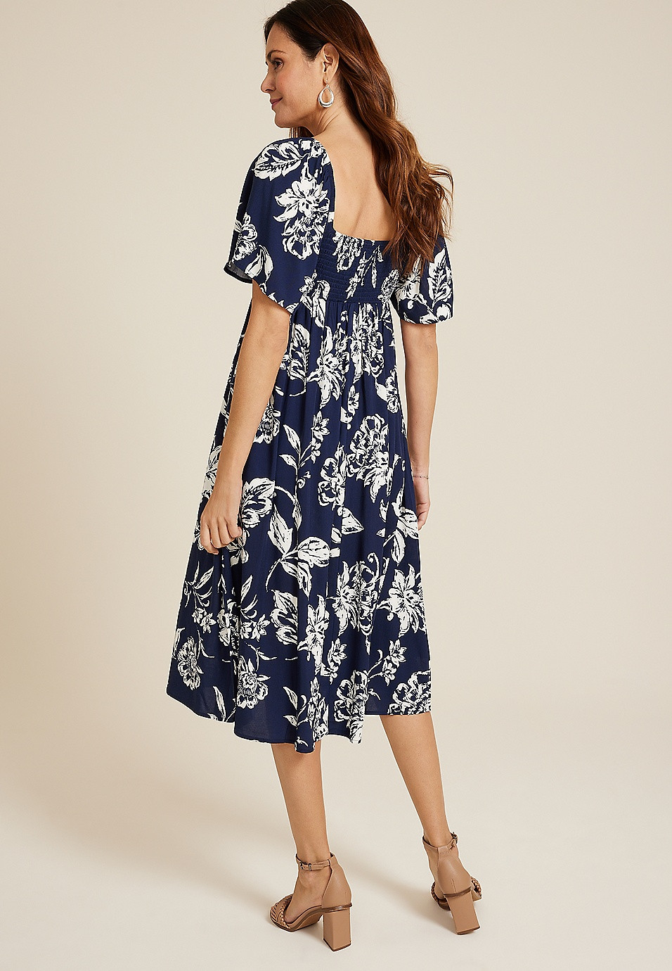 Floral Pleated Bodice Midi Dress | Maurices