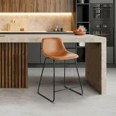 Better Homes & Gardens Farley Counter Stool Brown Leather | Walmart (US)