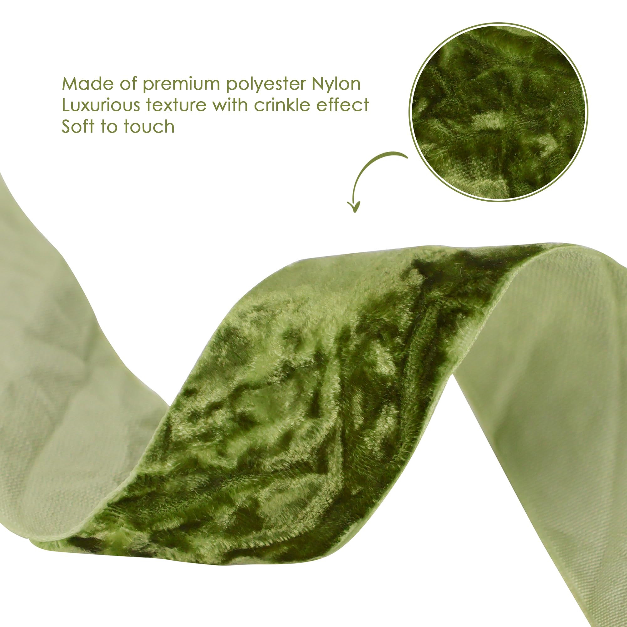 HUIHUANG Moss Green Velvet Ribbon 1 inch x 10 Yards Luxury Crushed Green Velvet Ribbon for Christmas | Amazon (US)