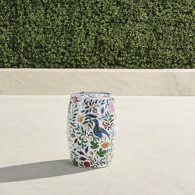 Flora Fauna Handpainted Accent Stool | Frontgate | Frontgate