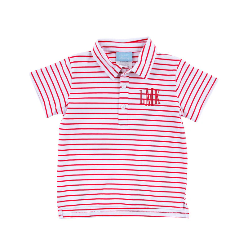 Red Stripe Knit Polo Shirt | Classic Whimsy